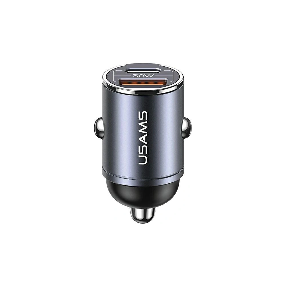 Hurtownia GSM - Încărcător auto USAMS C38 USB-A, USB-C 30W PD Încărcare rapidă oțel/întunecat - USA1061 - {ean13} - Hurt