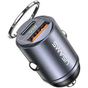 Hurtownia GSM - Încărcător auto USAMS C38 USB-A, USB-C 30W PD Încărcare rapidă oțel/întunecat - USA1061 - {ean13} - Hurt