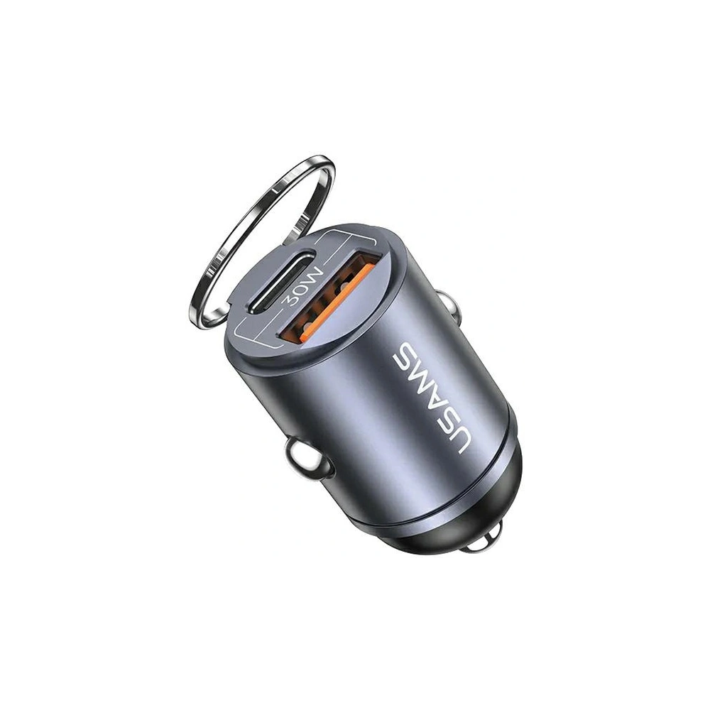 Hurtownia GSM - Încărcător auto USAMS C38 USB-A, USB-C 30W PD Încărcare rapidă oțel/întunecat - USA1061 - {ean13} - Hurt