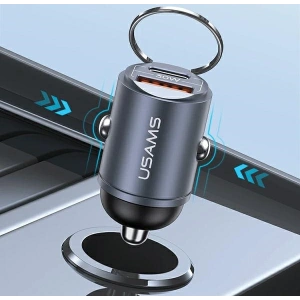 Hurtownia GSM - USAMS C38 autós töltő USB-A, USB-C 30W PD Gyors Töltés acél/rozsdamentes acél - USA1061 - {ean13} - Hurt