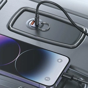 Hurtownia GSM - Autonabíječka USAMS C38 USB-A, USB-C 30W PD rychlé nabíjení ocelová/rezavá - USA1061 - {ean13} - Hurt