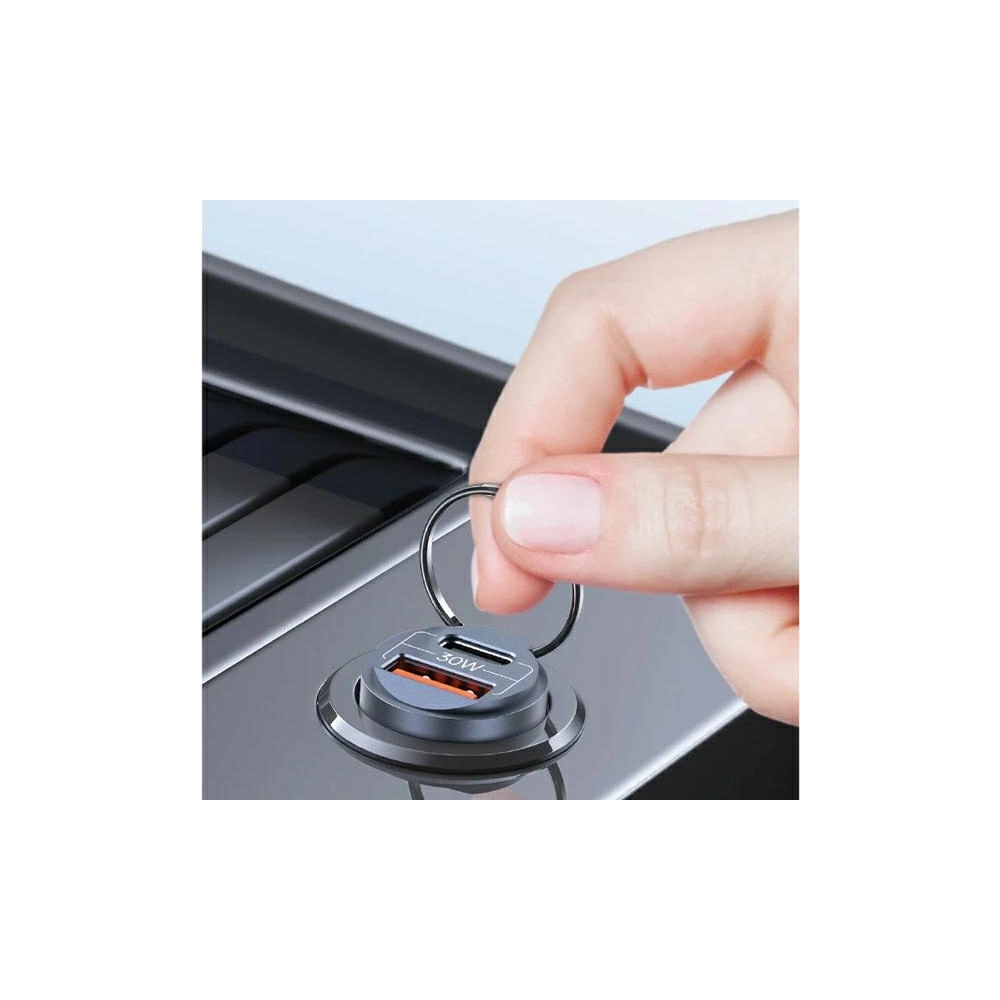 Hurtownia GSM - USAMS C38 autós töltő USB-A, USB-C 30W PD Gyors Töltés acél/rozsdamentes acél - USA1061 - {ean13} - Hurt