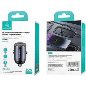 Hurtownia GSM - USAMS C38 autós töltő USB-A, USB-C 30W PD Gyors Töltés acél/rozsdamentes acél - USA1061 - {ean13} - Hurt
