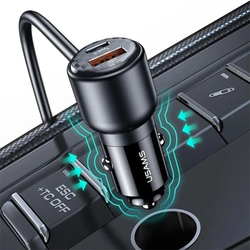 Ładowarka samochodowa USAMS C40 3xUSB-A,2 xUSB-C 165W PD+QC Fast Charge czarny/black