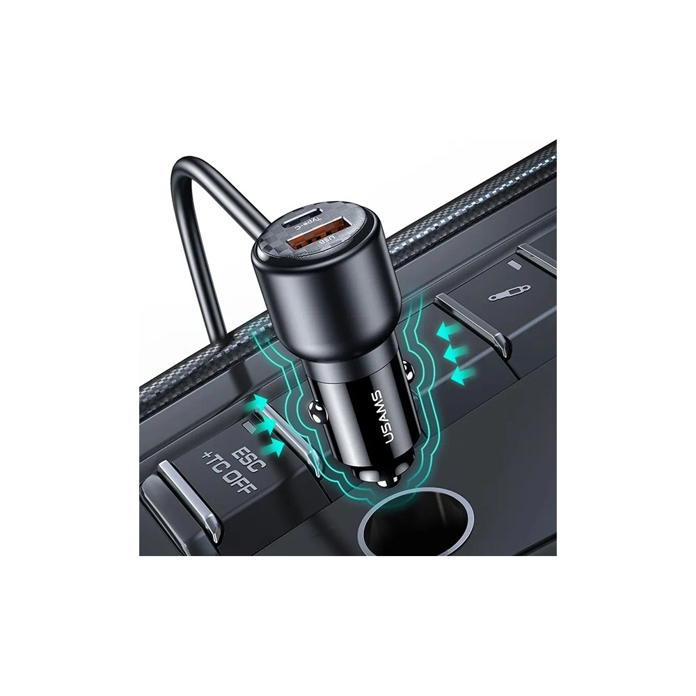 Hurtownia GSM - Încărcător auto USAMS C40 3xUSB-A, 2 xUSB-C 165W PD+QC Încărcare rapidă negru/black - USA1062 - {ean13} - Hurt