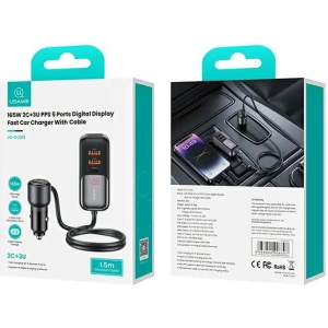 Hurtownia GSM - USAMS C40 autós töltő 3xUSB-A, 2xUSB-C 165W PD+QC Gyors Töltés fekete - USA1062 - {ean13} - Hurt