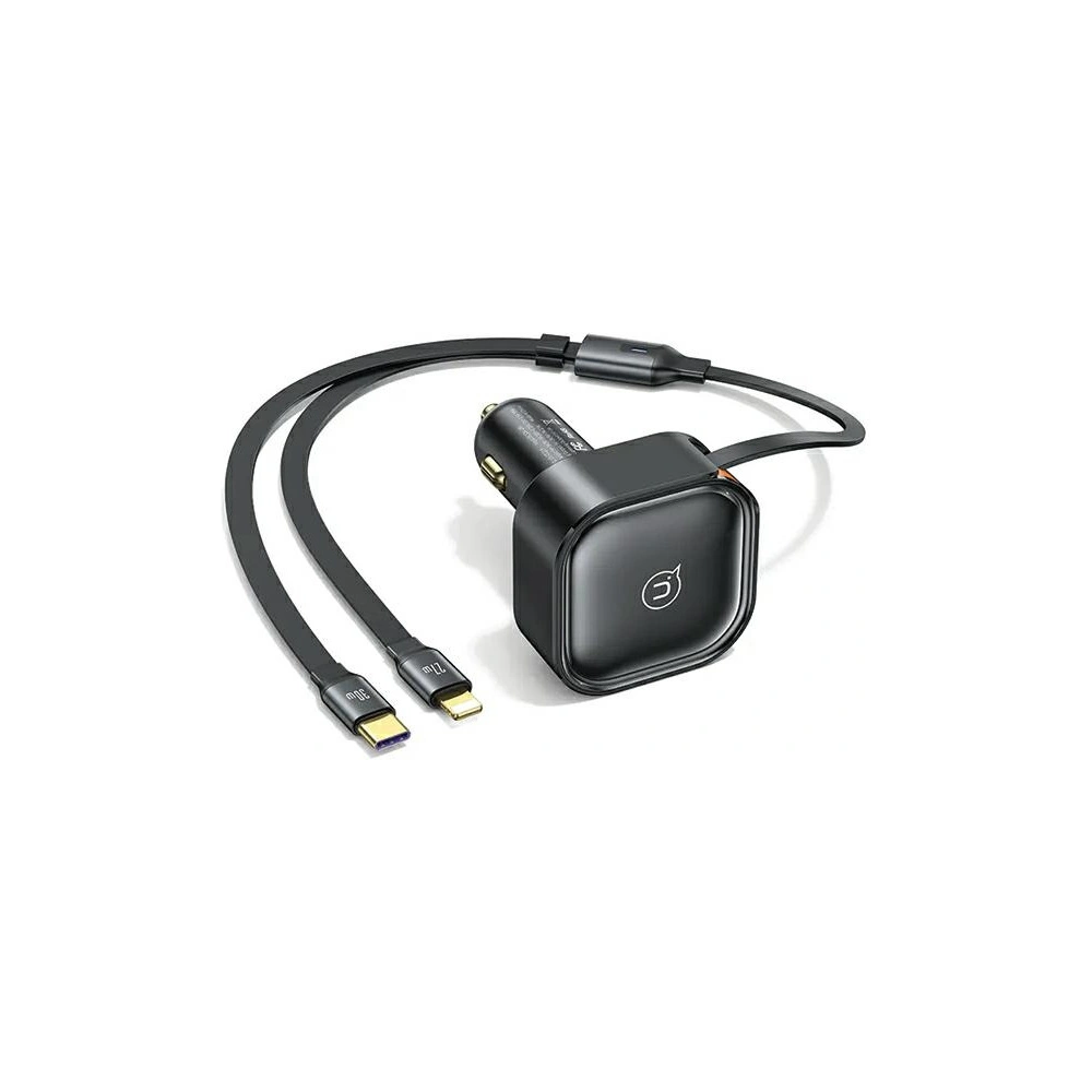 Hurtownia GSM - Auto nabíječka USAMS C41 s navíjecím kabelem 1xUSB-C, 1xLightning PD 30W Rychlé nabíjení černá/black - USA1063 - {ean13} - Hurt
