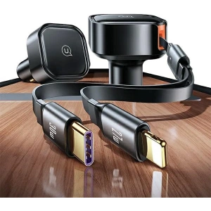 Hurtownia GSM - USAMS C41 autós töltő 1xUSB-C, 1xLightning zsinórral, PD 30W Gyors Töltés fekete színben - USA1063 - {ean13} - Hurt