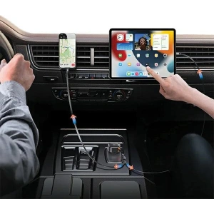 Hurtownia GSM - Auto nabíječka USAMS C41 s navíjecím kabelem 1xUSB-C, 1xLightning PD 30W Rychlé nabíjení černá/black - USA1063 - {ean13} - Hurt