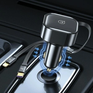 Hurtownia GSM - USAMS C41 autós töltő 1xUSB-C, 1xLightning zsinórral, PD 30W Gyors Töltés fekete színben - USA1063 - {ean13} - Hurt