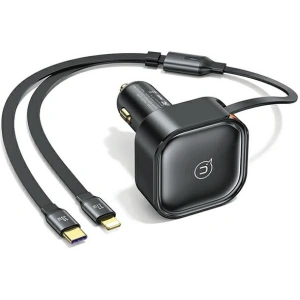 Hurtownia GSM - Încărcător auto USAMS C41 cu cablu retractabil 2xUSB-C PD 30W Încărcare rapidă negru/black - USA1064 - {ean13} - Hurt
