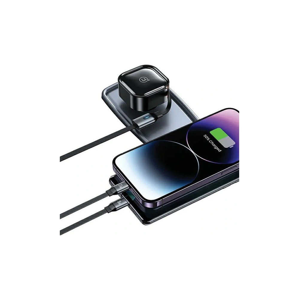Hurtownia GSM - Auto nabíječka USAMS C41 s navíjecím kabelem 2xUSB-C PD 30W rychlé nabíjení černá/black - USA1064 - {ean13} - Hurt
