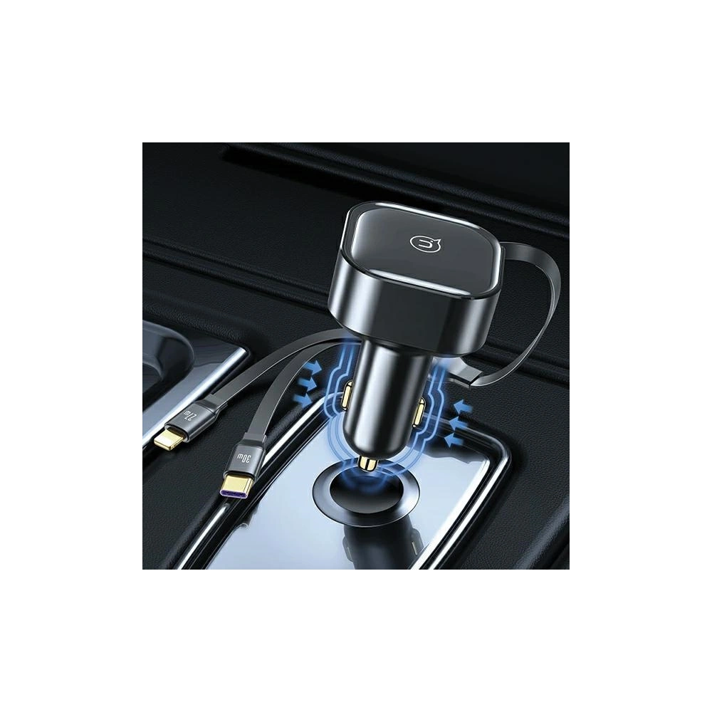 Hurtownia GSM - USAMS C41 Auto-Ladegerät mit aufrollbarem Kabel 2xUSB-C PD 30W Schnellladung schwarz/black - USA1064 - {ean13} - Hurt