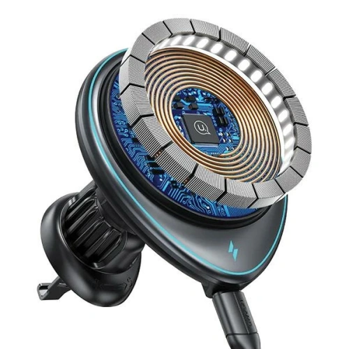 Uchwyt samochodowy do kratki USAMS US-CD222 z ładowarką indukcyjną 15W czarny/black