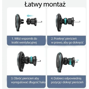 Hurtownia GSM - USAMS US-CD222 autós tartó rácsra, 15W-os vezeték nélküli töltővel, fekete színben. - USA1066 - {ean13} - Hurt