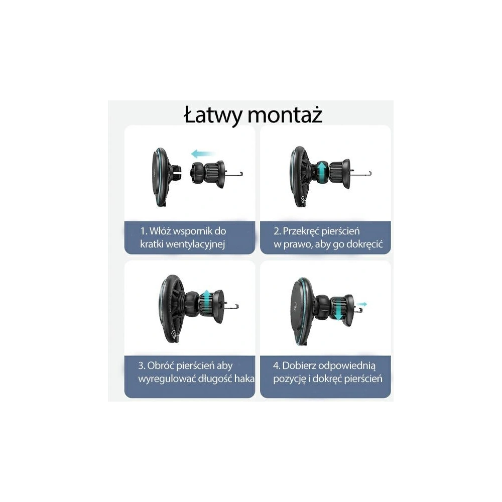 Hurtownia GSM - USAMS US-CD222 autós tartó rácsra, 15W-os vezeték nélküli töltővel, fekete színben. - USA1066 - {ean13} - Hurt