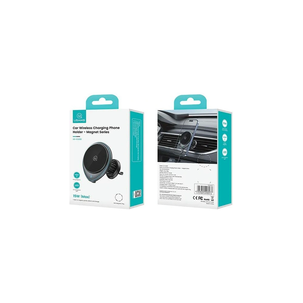 Hurtownia GSM - Auto-Halterung für Lüftungsgitter USAMS US-CD222 mit induktiver Ladefunktion 15W schwarz/black - USA1066 - {ean13} - Hurt