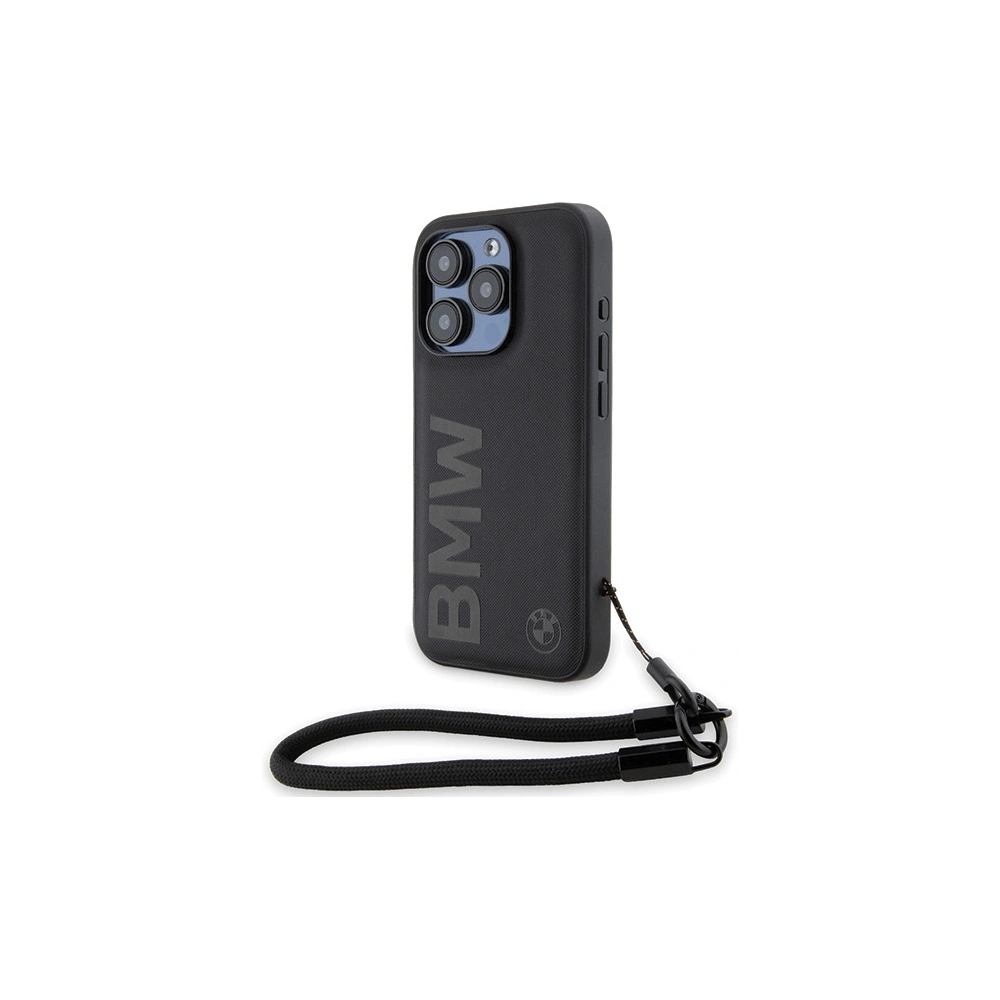 Hurtownia GSM - Etui BMW BMHCP15X23RMRLK Apple iPhone 15 Pro Max kemény tok Signature Leather Wordmark Cord fekete/black - BMW615 - {ean13} - Hurt