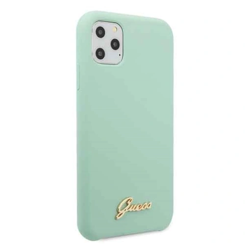 Etui Guess GUHCN58LSLMGG Apple iPhone 11 Pro zielony/green hard case Silicone Vintage Gold Logo