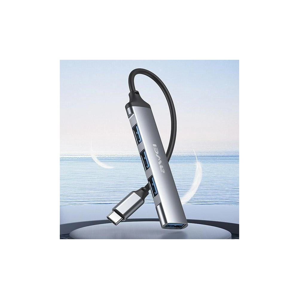 Hurtownia GSM - Adaptér 4w1 AWEI CL-150T hub USB-C / 4xUSB-A černý/black - AWEI177 - {ean13} - Hurt