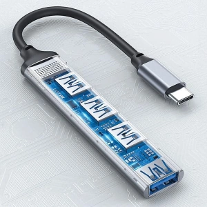 Hurtownia GSM - Adapter 4w1 AWEI CL-150T hub USB-C / 4xUSB-A fekete/black - AWEI177 - {ean13} - Hurt