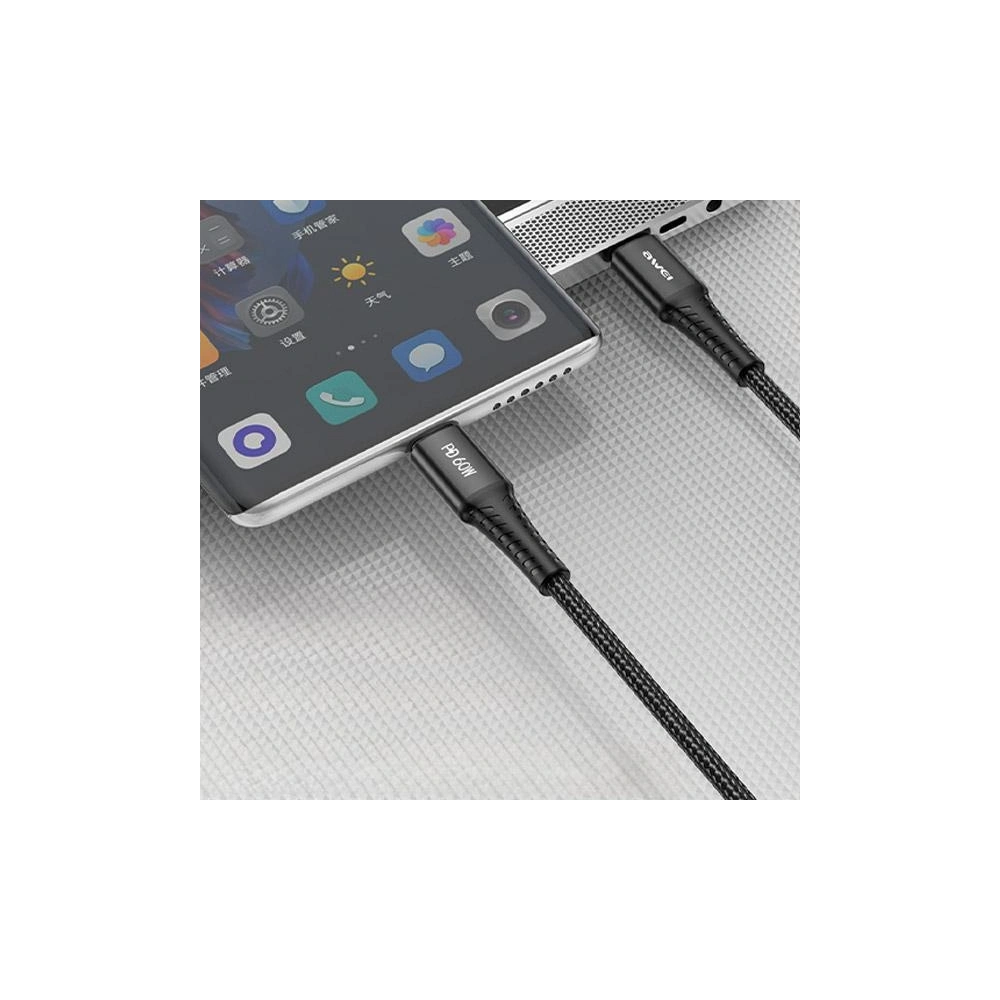 Hurtownia GSM - Kabel AWEI CL-111T USB-C / USB-C 60W černý/black - AWEI178 - {ean13} - Hurt