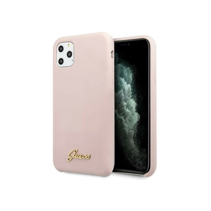 Hurtownia Guess - 3700740471746 - GUE169PNK - Etui Guess GUHCN58LSLMGLP Apple iPhone 11 Pro jasnoróżowy/light pink hard case Silicone Vintage Gold Logo - B2B homescreen