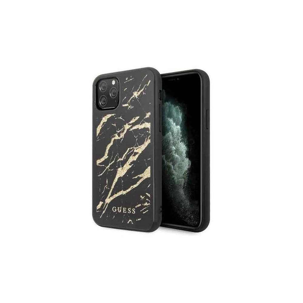 Hurtownia GSM - Etui Guess GUHCN58MGGBK Apple iPhone 11 Pro czarny/black hard case Glitter Marble Glass - GUE171BLK - {ean13} - Hurt