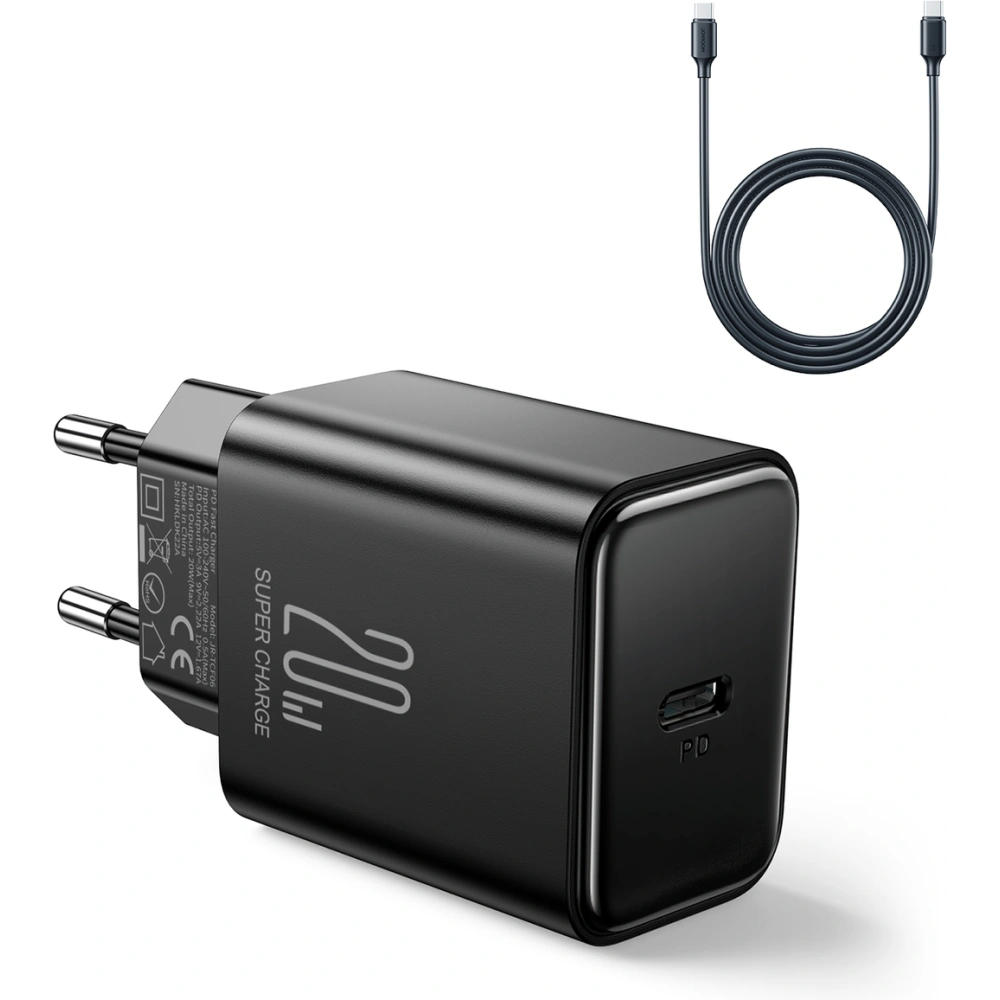 Hurtownia GSM - Síťová nabíječka Joyroom JR-TCF06 USB-C PD 20W + černý USB-C kabel - JYR974 - {ean13} - Hurt