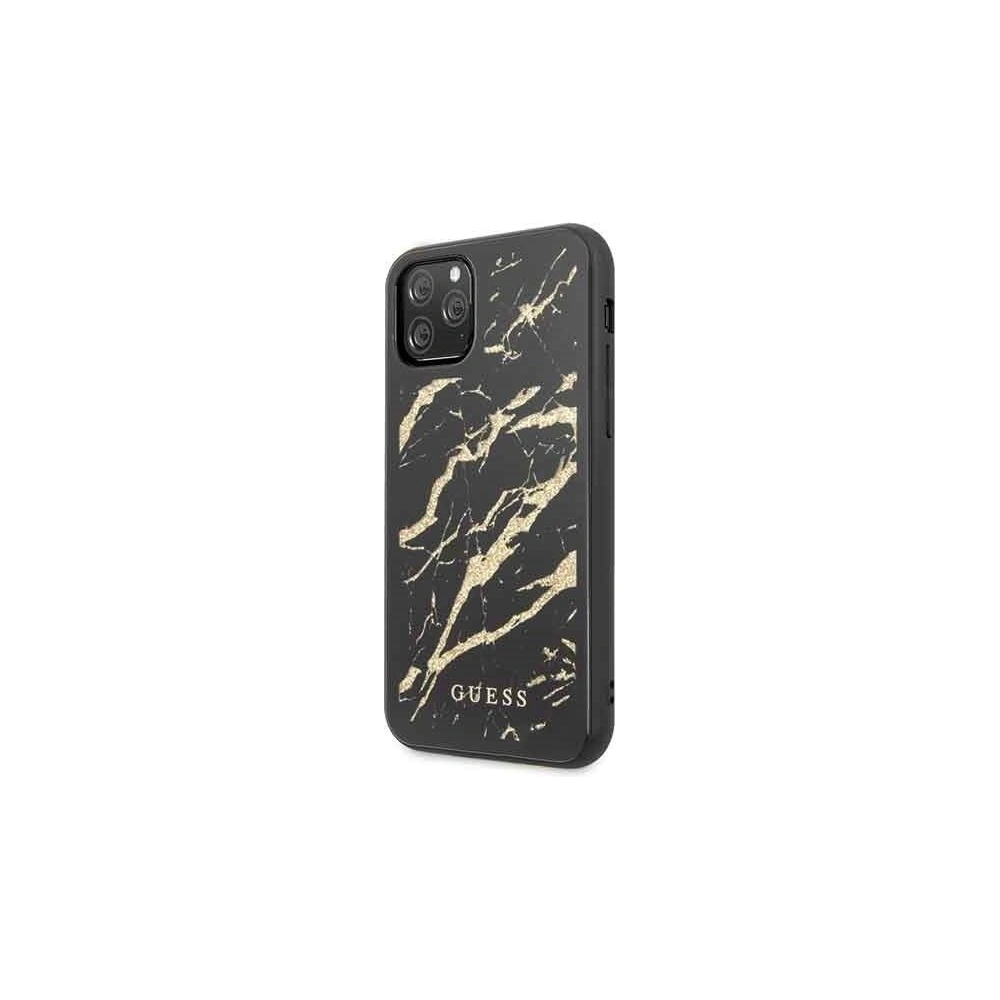 Hurtownia GSM - Etui Guess GUHCN58MGGBK Apple iPhone 11 Pro czarny/black hard case Glitter Marble Glass - GUE171BLK - {ean13} - Hurt