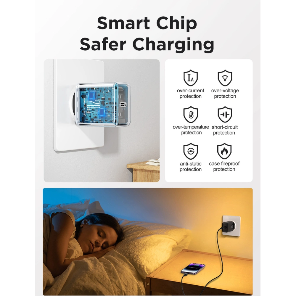 Hurtownia GSM - Hálózati töltő Joyroom JR-TCF06 USB-C PD 20W + fekete USB-C kábel - JYR974 - {ean13} - Hurt