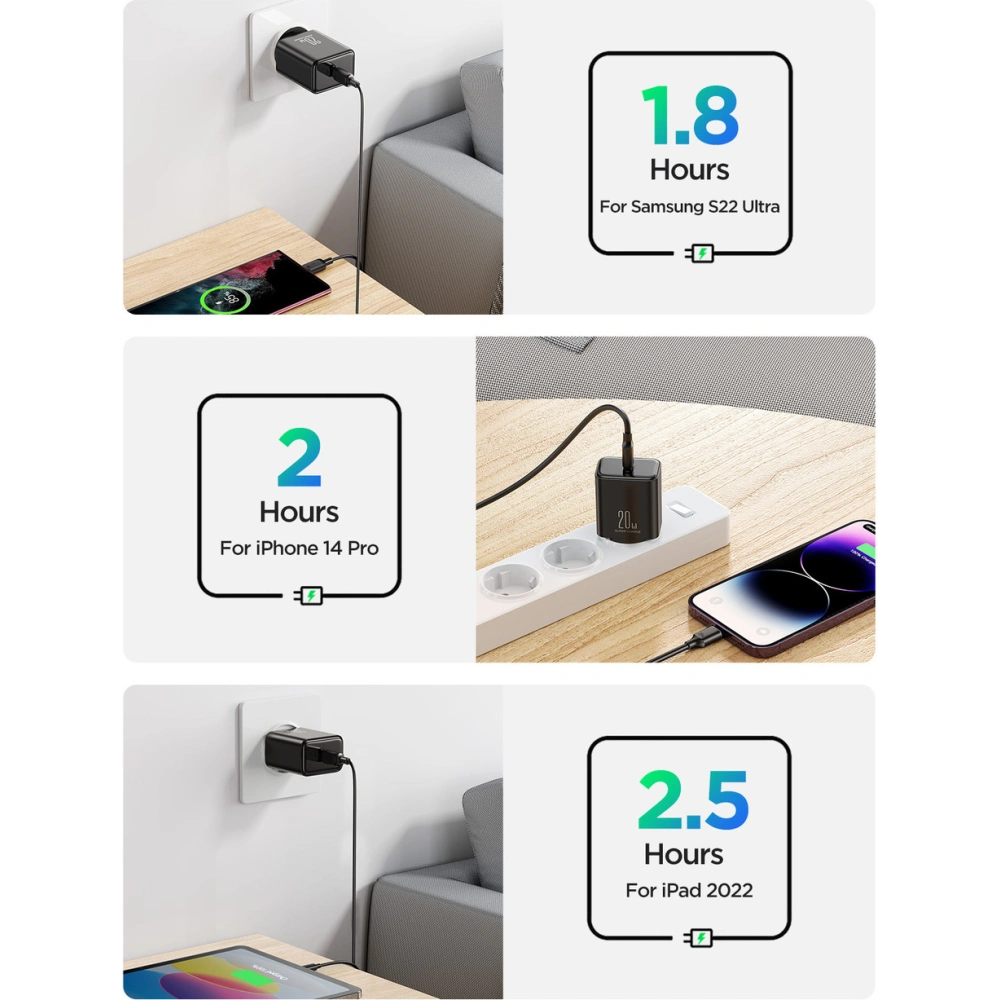 Hurtownia GSM - Încărcătorul de rețea Joyroom JR-TCF06 USB-C PD 20W + cablu USB-C negru - JYR974 - {ean13} - Hurt