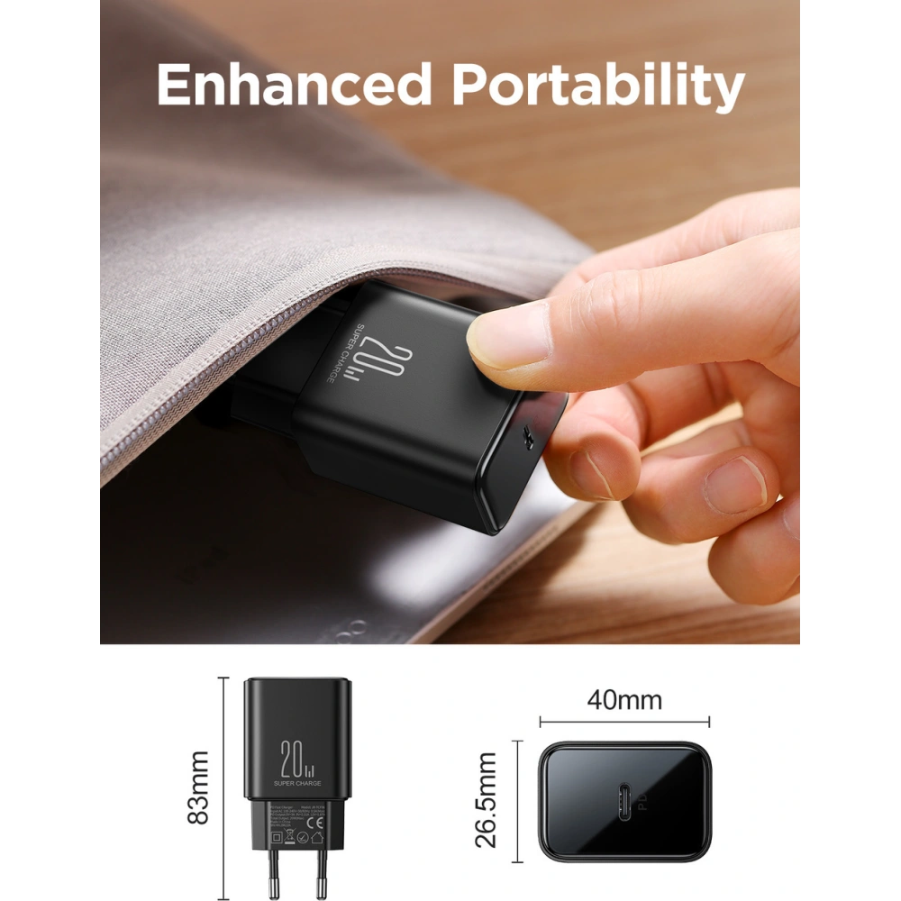Hurtownia GSM - Încărcătorul de rețea Joyroom JR-TCF06 USB-C PD 20W + cablu USB-C negru - JYR974 - {ean13} - Hurt