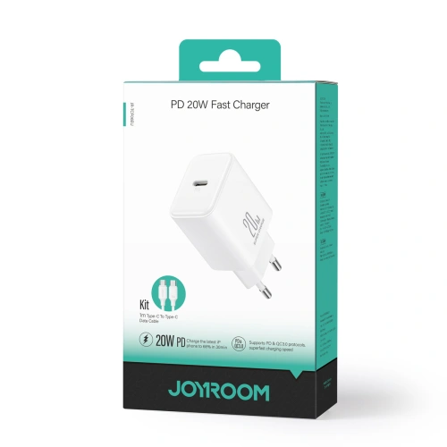 Ładowarka sieciowa Joyroom JR-TCF06 USB-C PD 20W + kabel USB-C biała