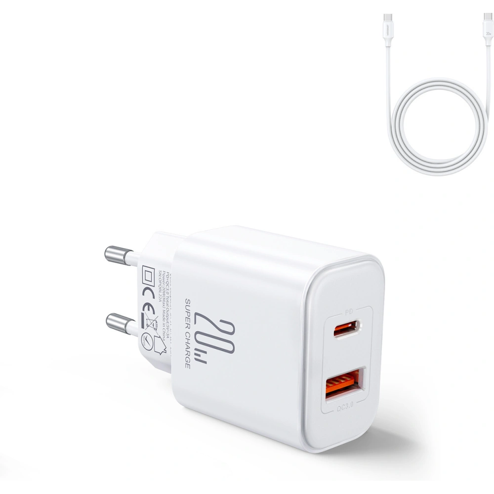 Hurtownia GSM - Încărcătorul de rețea Joyroom JR-TCF05 20W USB-A, USB-C + cablu USB-C 1m alb - JYR976 - {ean13} - Hurt