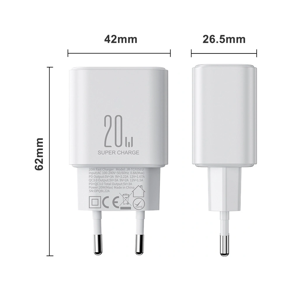 Hurtownia GSM - Încărcătorul de rețea Joyroom JR-TCF05 20W USB-A, USB-C + cablu USB-C 1m alb - JYR976 - {ean13} - Hurt