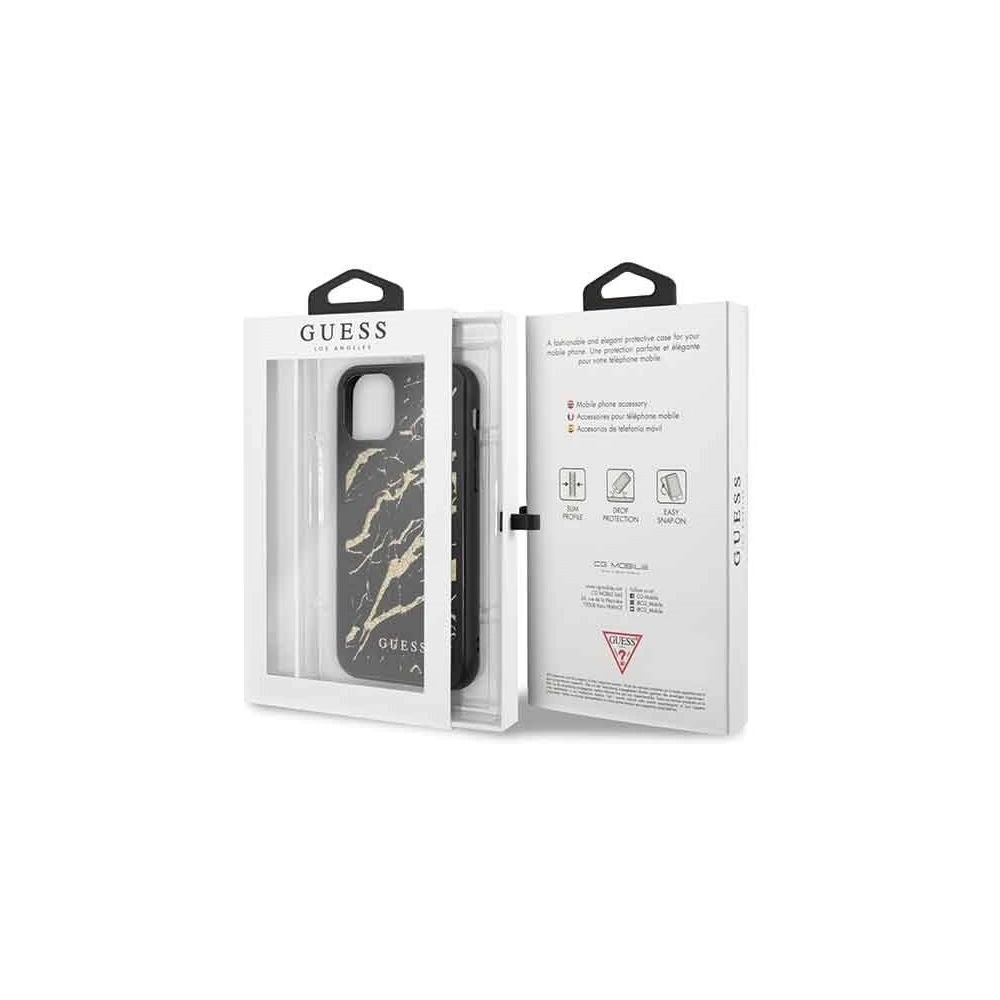 Hurtownia GSM - Etui Guess GUHCN58MGGBK Apple iPhone 11 Pro czarny/black hard case Glitter Marble Glass - GUE171BLK - {ean13} - Hurt