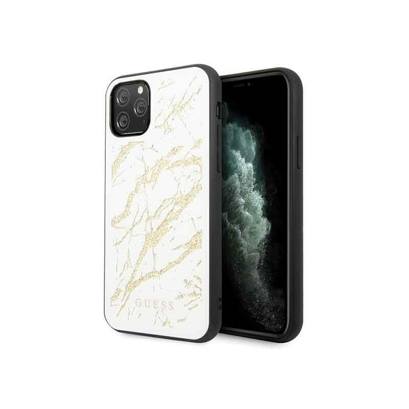 Guess Distributor - 3700740470596 - GUE172WHT - Guess GUHCN58MGGWH iPhone 11 Pro white hard case Glitter Marble Glass - B2B homescreen