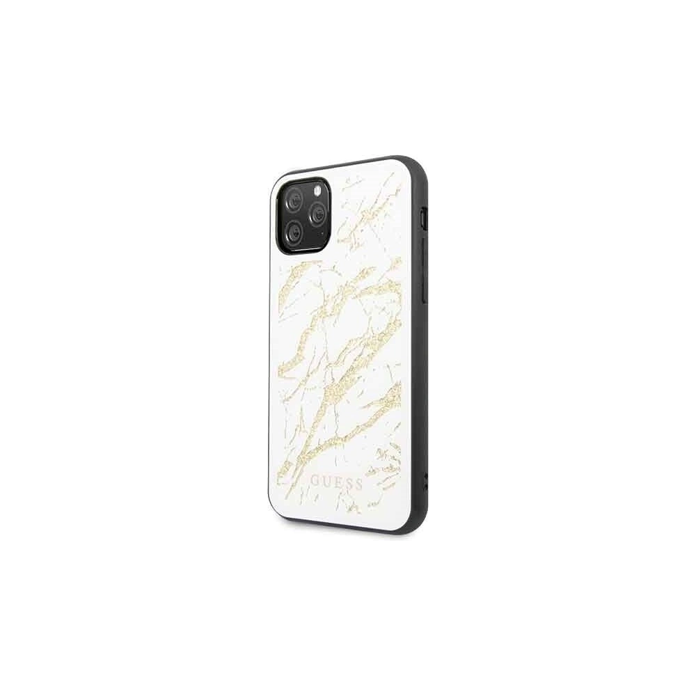 Hurtownia GSM - Etui Guess GUHCN58MGGWH Apple iPhone 11 Pro biały/white hard case Glitter Marble Glass - GUE172WHT - {ean13} - Hurt