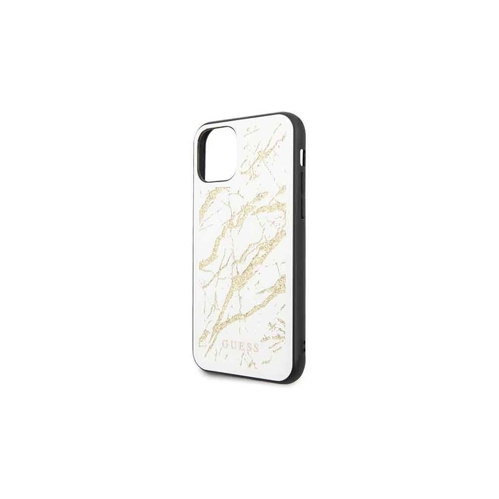 Hurtownia GSM - Etui Guess GUHCN58MGGWH Apple iPhone 11 Pro biały/white hard case Glitter Marble Glass - GUE172WHT - {ean13} - Hurt