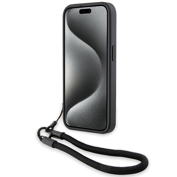 Kryt BMW BMHCP15L23RMRLK Apple iPhone 15 Pro hardcase Signature Leather Wordmark Cord black