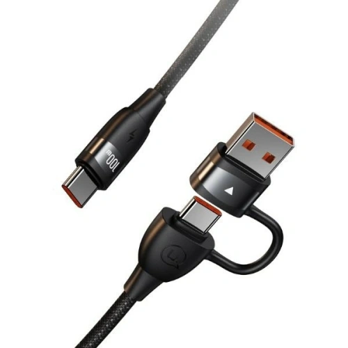 Kabel USAMS U85 US-SJ654 USB-A / 2xUSB-C 1,2m 100W PD Fast Charge czarny