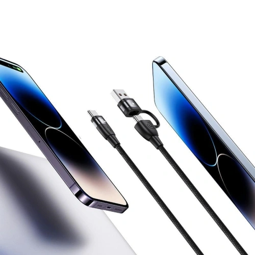 Kabel USAMS U85 US-SJ654 USB-A / 2xUSB-C 1,2m 100W PD Fast Charge czarny