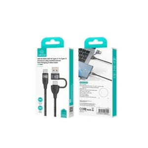 Kabel USAMS U85 US-SJ654 USB-A / 2xUSB-C 1,2m 100W PD Fast Charge czarny