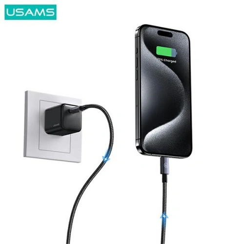 Kabel USAMS US-SJ679 USB-C / Lightning 30W 0,25m Fast Charging stalowy/tarnish