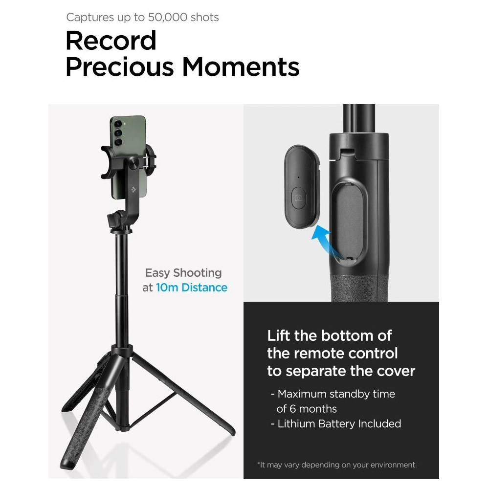 Hurtownia GSM - Kijek Spigen S560W Bluetooth Selfie Stick Tripod Black - SPN3358 - {ean13} - Hurt
