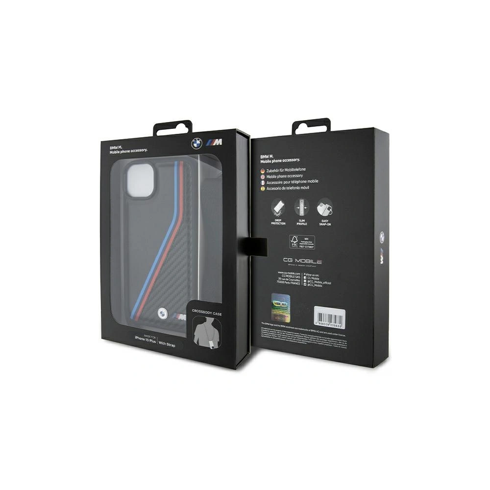 Hurtownia GSM - Etui BMW BMHCP15M23PSVTK Apple iPhone 15 Plus / 14 Plus hardcase M Edition Carbon Tricolor Lines & Strap negru/black - BMW624 - {ean13} - Hurt