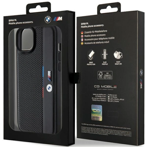 Etui BMW BMHCP15M23PUPVK Apple iPhone 15 Plus / 14 Plus hardcase Perforated Tricolor Line czarny/black