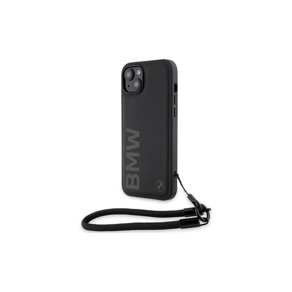 Hurtownia GSM - Etui BMW BMHCP15M23RMRLK Apple iPhone 15 Plus / 14 Plus hardcase Signature Leather Wordmark Cord negru/black - BMW626 - {ean13} - Hurt