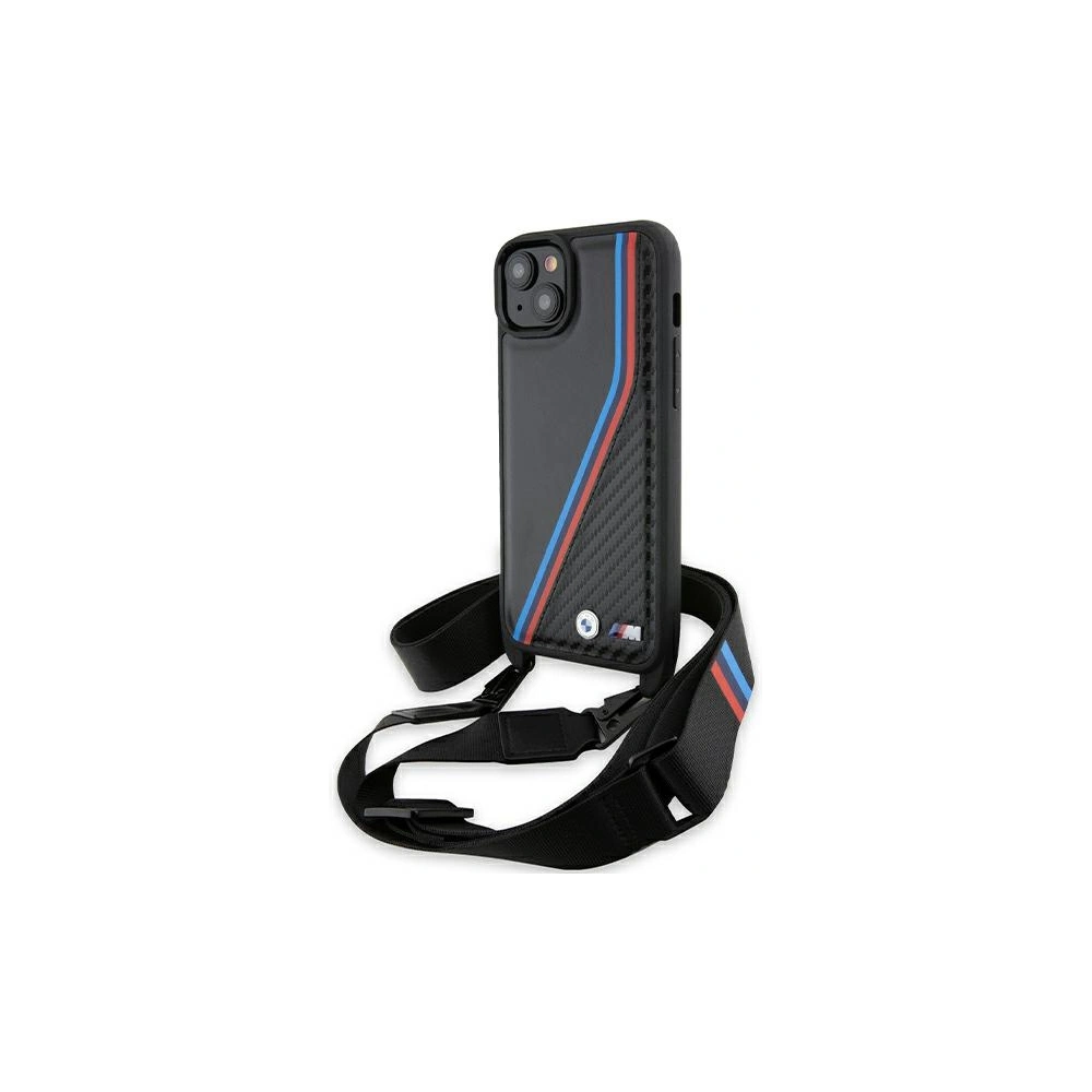 Hurtownia GSM - Etui BMW BMHCP15S23PSVTK Apple iPhone 15 / 14 / 13 hardcase M Edition Carbon Tricolor Lines & Strap negru/black - BMW628 - {ean13} - Hurt